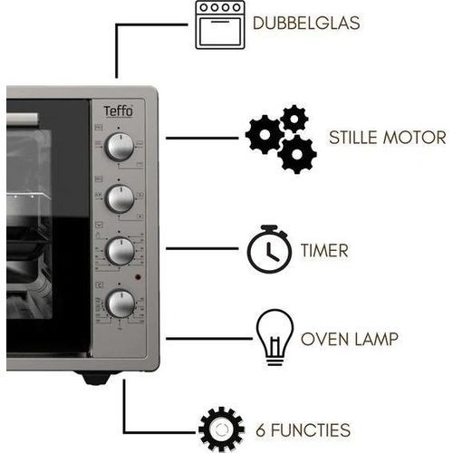Teffo Four Électrique 42L double vitrage ventilation d air chaud multi fonction garantie satisfait ou rembourse 42L Marque: Teffo | Produits similaires par Teffo