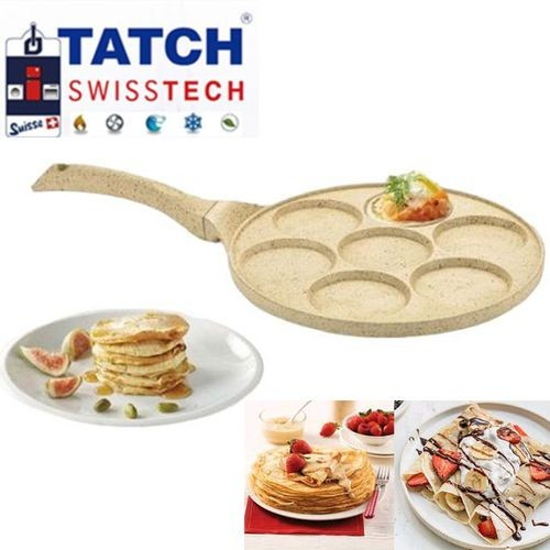 TATCH Crêpière à Pan cakes, Crêpes & Omelette 26cm, Poêle à 7 crêpes Antiadhésive