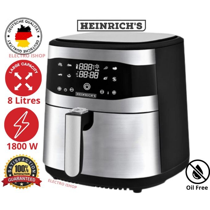 Heinrich's Friteuse sans Huile - 8 Litres - 8 programmes-Ecran tactile LED - 1800W -Germany