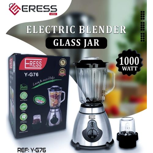 ERESS Mixeur Blender Smoothie maker 1000 W Bol en inox + Moulin épices en verre