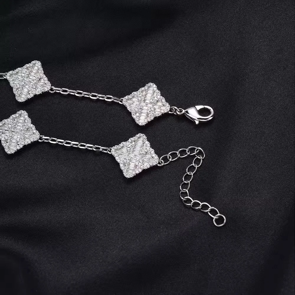 Bracelet Cross and Clover (Or Blanc)