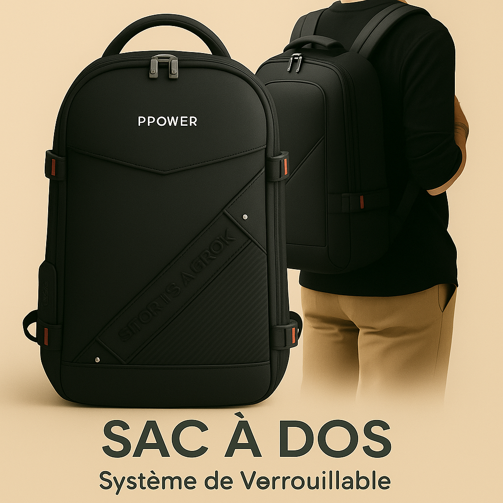 Sac à dos antivol et imperméable avec serrure à code et port USB – idéal pour le travail, les études et les voyages