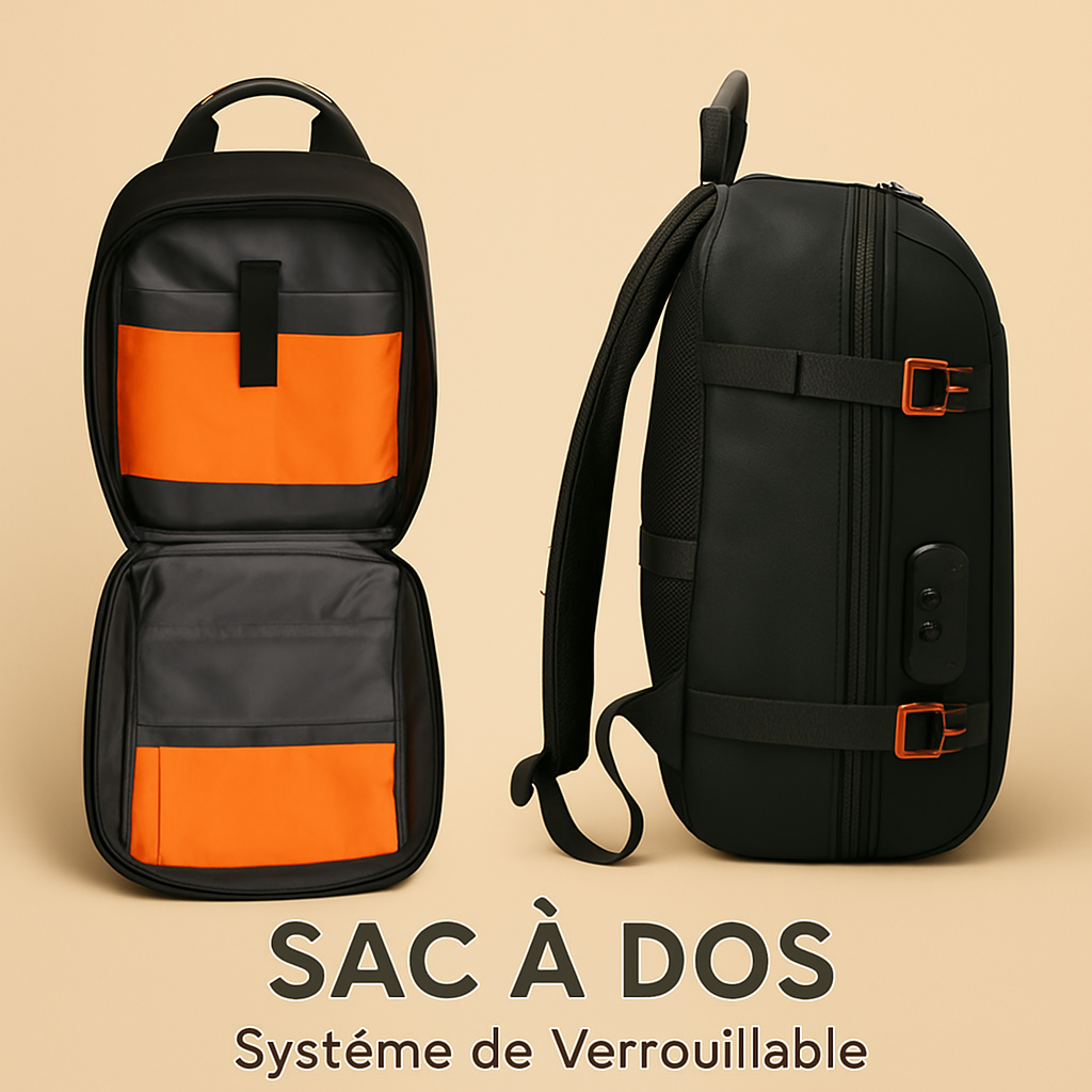 Sac à dos antivol et imperméable avec serrure à code et port USB – idéal pour le travail, les études et les voyages