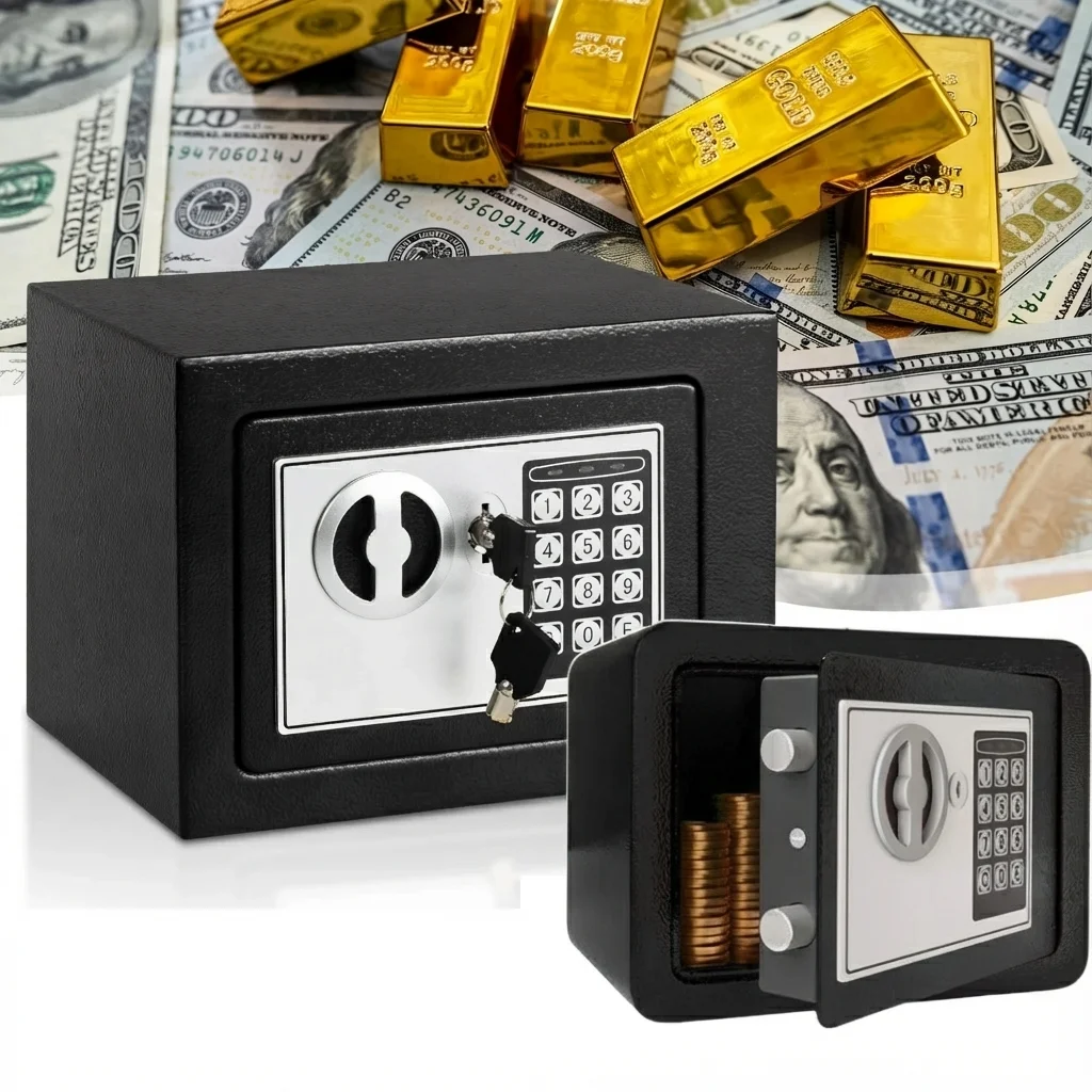 خزنة حديدية بقفل رقمي ومفتاح احتياطي