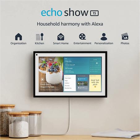 Echo Show 15 ، شاشة ذكية Full HD مقاس 15.6 بوصة لتنظيم الأسرة مع Alexa