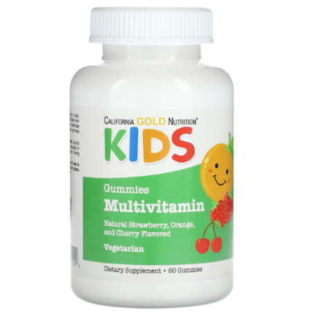 California Gold Nutrition - Vitamines pour enfants - Sans gélatine - Arômes fruits des bois et fruits - 60 gommes multivitaminées