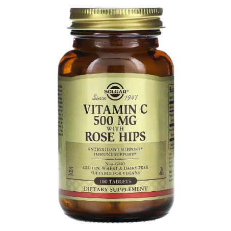 Solgar - Vitamine C et cynorrhodons (Rose Hips) 100 comprimés