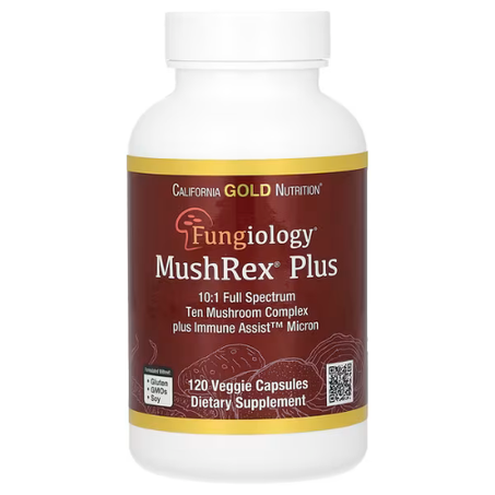California Gold Nutrition - MushRex Plus - Complexe de 10 champignons à spectre complet - 120 capsules végétales