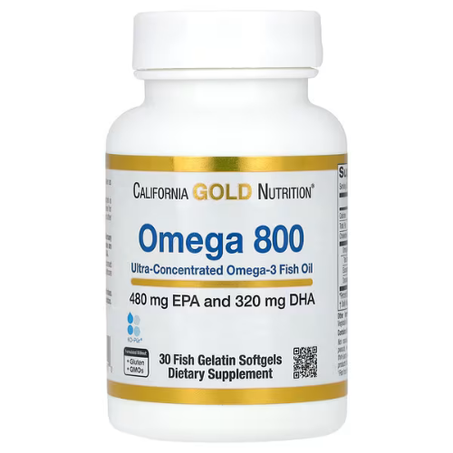 California Gold Nutrition - Huile de poisson ultraconcentrée aux oméga-3 Oméga 800 - 30 capsules (1000 mg pièce)