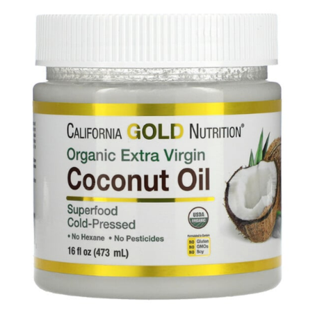 California Gold Nutrition - Huile de coco extra vierge biologique pressée à froid 473 ml