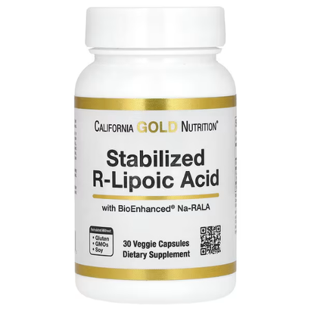 California Gold Nutrition - Acide R-lipoïque stabilisé avec biotine - 30 capsules végétales