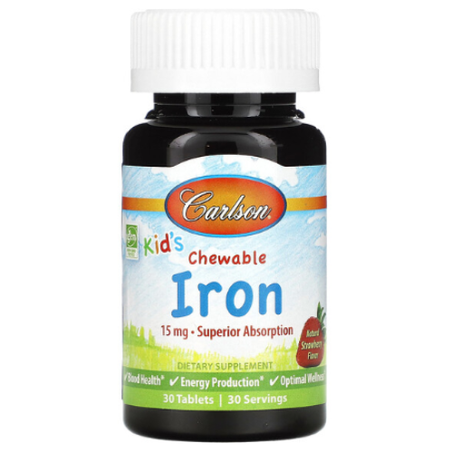 Carlson - Fer à croquer pour enfants 15 mg - 30 comprimés - Fraise