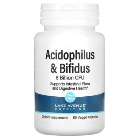 Lake Avenue Nutrition - Acidophilus et Bifidus - Mélange probiotique 8 milliards d'UFC - 60 capsules végétariennes
