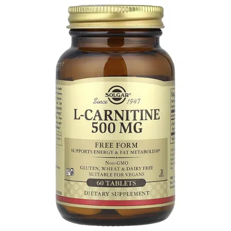 Solgar - L-carnitine, Forme libre, 60 comprimés (500 mg par comprimé) - Énergie et Brûleur de Graisse