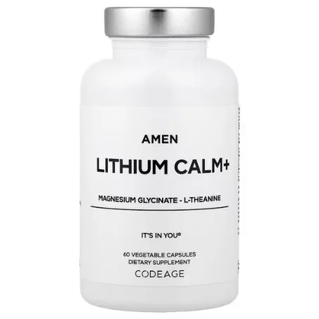 Codeage - Amen Lithium Calm+ - 60 capsules végétales -  Glycinate de magnésium, L-théanine - Relaxation et Anti-Stress