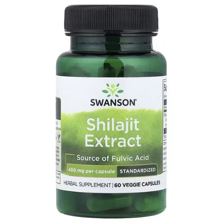 Swanson - Extrait de shilajit standardisé, 400 mg - 60 capsules végétariennes - Énergie, Vitalité et Performance