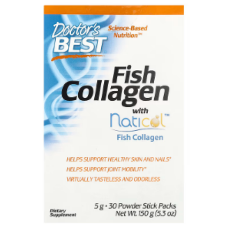 Doctor's Best - Collagène de poisson avec Naticol 150 g - 30 sachets en stick poudre de 5 g