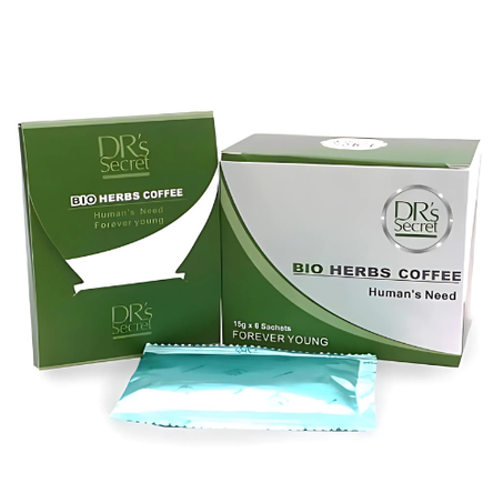 Café Bio Herbs - DR's Secret - Supplément Alimentaire 100% Bio Pour Hommes - 6 Sachets de 15 g – Sans Sucre – Forever Young