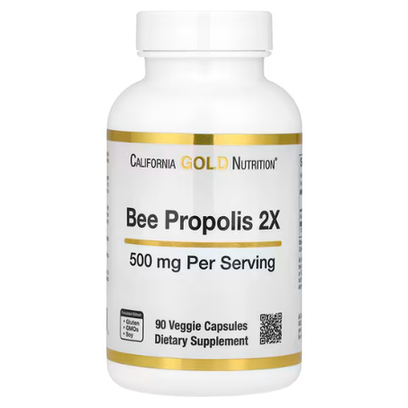 California Gold Nutrition - Propolis d'abeille 2X, Extrait concentré, 500 mg - 90 capsules végétariennes