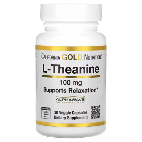 California Gold Nutrition - L-théanine, contenant AlphaWave, 100 mg - 30 capsules végétariennes