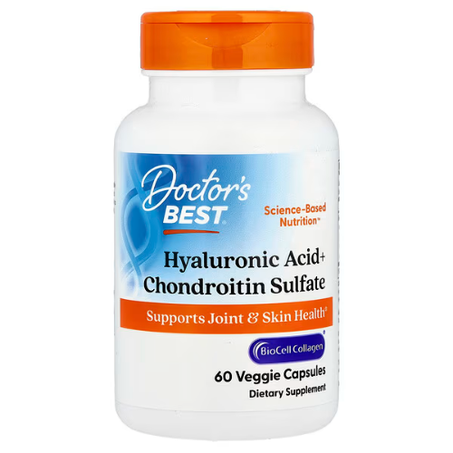 Doctor's Best - Acide hyaluronique + sulfate de chondroïtine avec BioCell Collagen - 60 capsules végétariennes