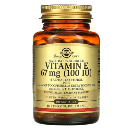 Solgar - Vitamine E d’origine naturelle 67 mg (100 UI) 100 capsules à enveloppe molle