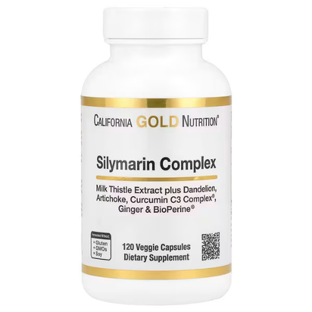 California Gold Nutrition - Complexe de silymarine, extrait de chardon-Marie, pissenlit, artichaut, Curcumine C3 Complex, gingembre et BioPerine - 120 capsules végétariennes
