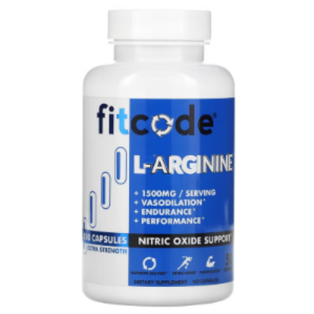 fitcode - L-arginine Puissance extrême 1500 mg - 100 capsules  (750 mg par capsule)