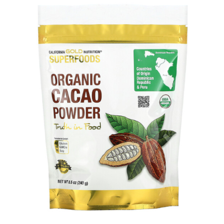 California Gold Nutrition - Poudre de cacao biologique 240 g