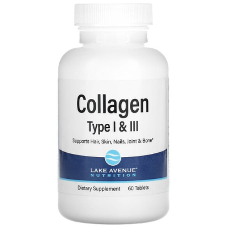 Lake Avenue Nutrition - Collagène hydrolysé de type I et III 1000 mg - 60 comprimés