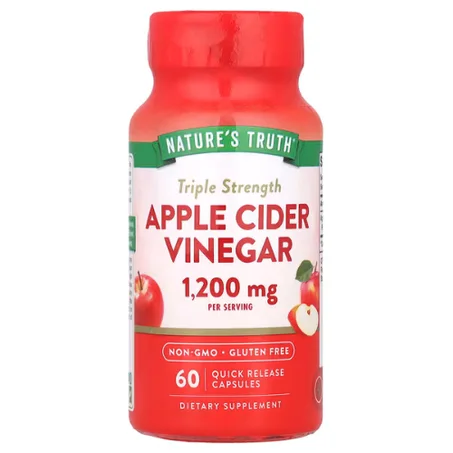 Nature's Truth - Vinaigre de cidre de pomme triple concentration, 1200 mg - 60 capsules à libération rapide (600 mg par capsule)