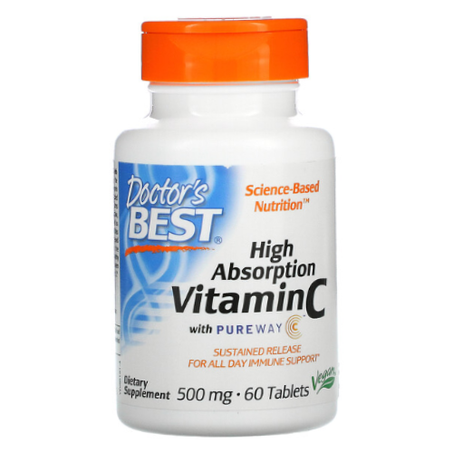 Doctor's Best - Vitamine C à haute absorption avec PureWay-C - 500 mg - 60 comprimés