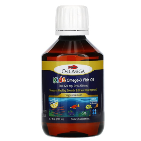 Oslomega - Huile de poisson norvégienne riche en oméga-3 pour enfants - Arôme naturel de citron - 200 ml
