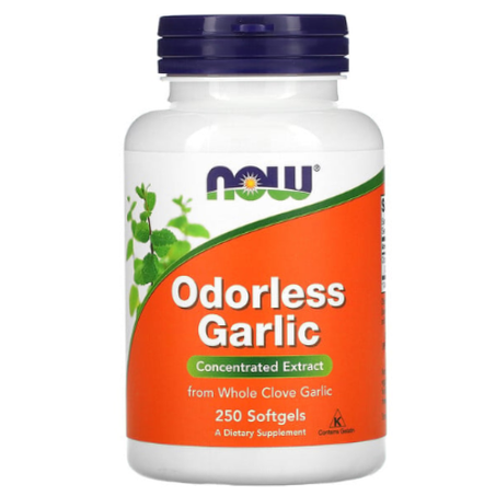 NOW Foods - Extrait concentré d'ail inodore - 250 capsules à enveloppe molle