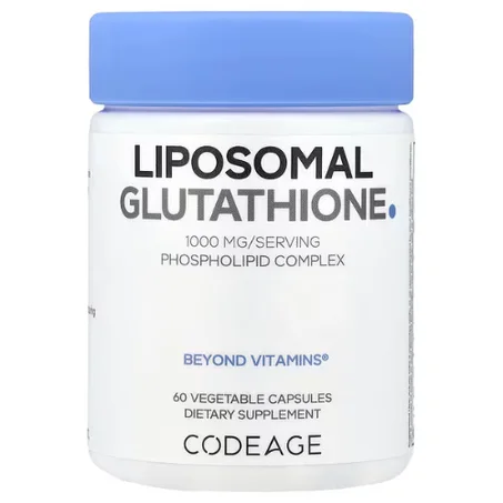 Codeage, Glutathion liposomal, 60 capsules végétales (500 mg par capsule) - Antioxydant et Éclat de la Peau