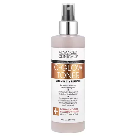 Advanced Clinicals - C-Glow Tonique, Vitamine C + Peptides, 237 ml - Soins de la peau à la vitamine - Toner pour le visage