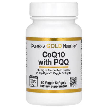 California Gold Nutrition - CoQ10 avec PQQ - ubiquinone USP - 100 mg - 60 capsules enveloppe molle végétarienne de tapioca avec lécithine de tournesol