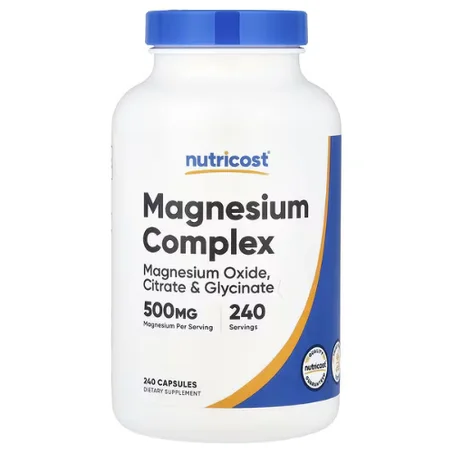 Nutricost - Complexe de magnésium, 500 mg, 240 capsules - Relaxation, Sommeil, Muscles
