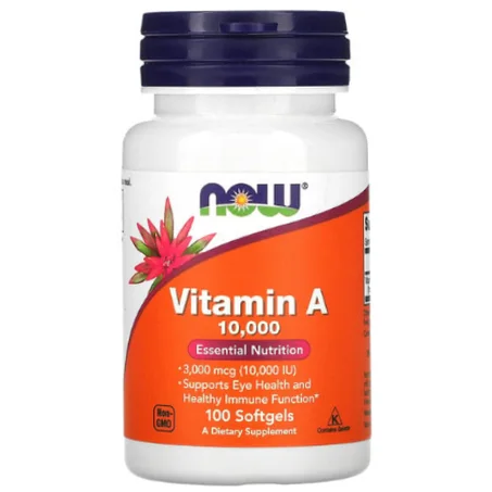 NOW Foods - Vitamine A 10 000 UI - 100 capsules à enveloppe molle