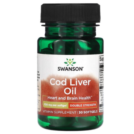 Swanson - Huile de foie de morue Double concentration 700 mg - 30 capsules à enveloppe molle