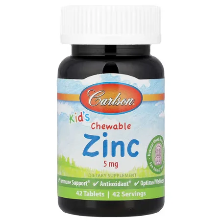 Carlson - Zinc à croquer pour enfants, Mélange de baies naturelles, 5 mg - 42 comprimés
