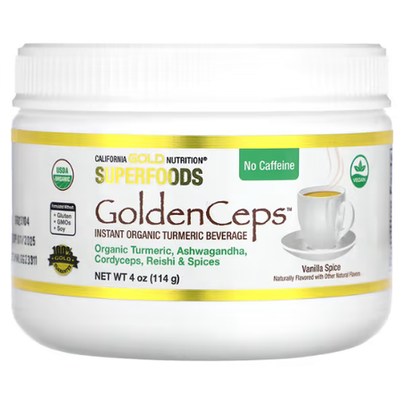 California Gold Nutrition - Superfoods - GoldenCeps Curcuma biologique avec adaptogènes 114 g