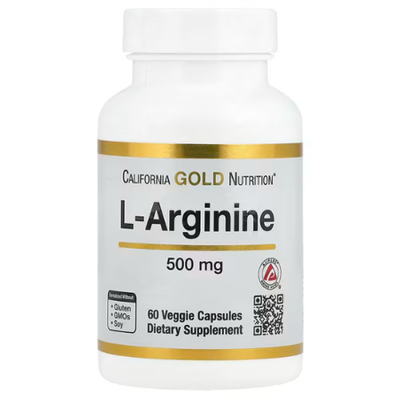 California Gold Nutrition - L-arginine, 500 mg - 60 capsules végétales