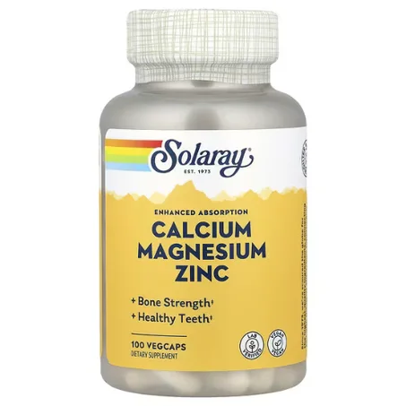 Solaray - Calcium Magnésium Zinc 100 Caps – Os, Immunité et Énergie