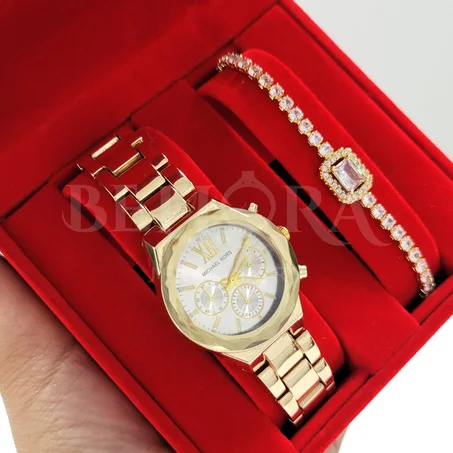 ❤️Montre à Mickel Kors Pour Femmes À La Mode  et une goumette  inoxydable 💎élégant et 💎tendance ❤️ساعة مايكل كورس نسائية عصرية ستيل أنيق وعصري