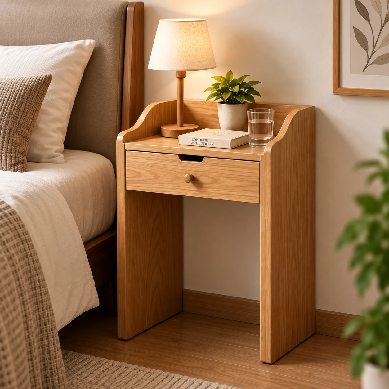 TABLE DE CHEVET EN BOIS  AVEC TIROIR