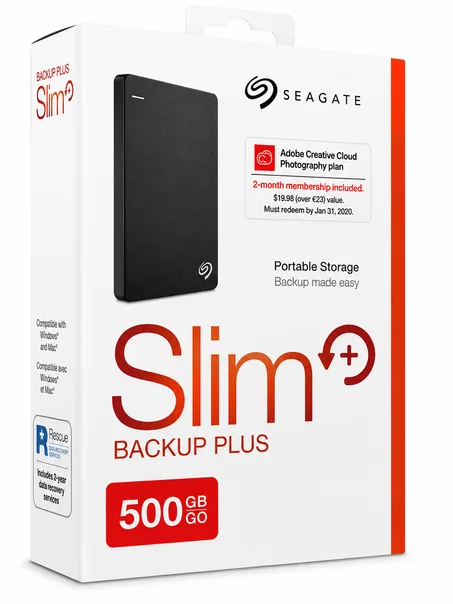Seagate Backup Plus Slim 500GB Portable External Hard Drive