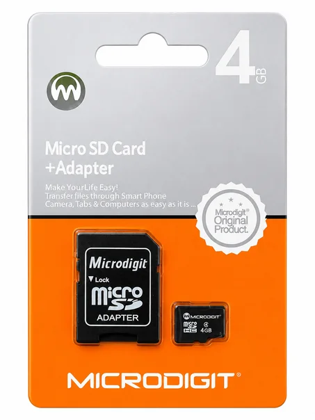 Microdigit 4GB Micro SD Memory Card with SD Adapter