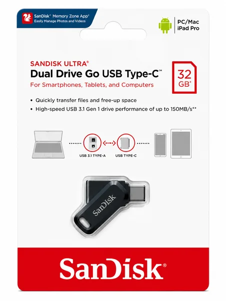 SanDisk Ultra Dual Drive Go 32GB USB Type-C Flash Drive