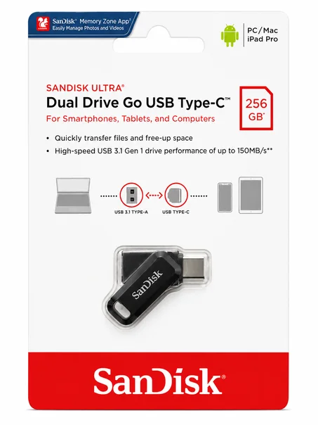 SanDisk Ultra Dual Drive Go 256GB USB Type-C Flash Drive
